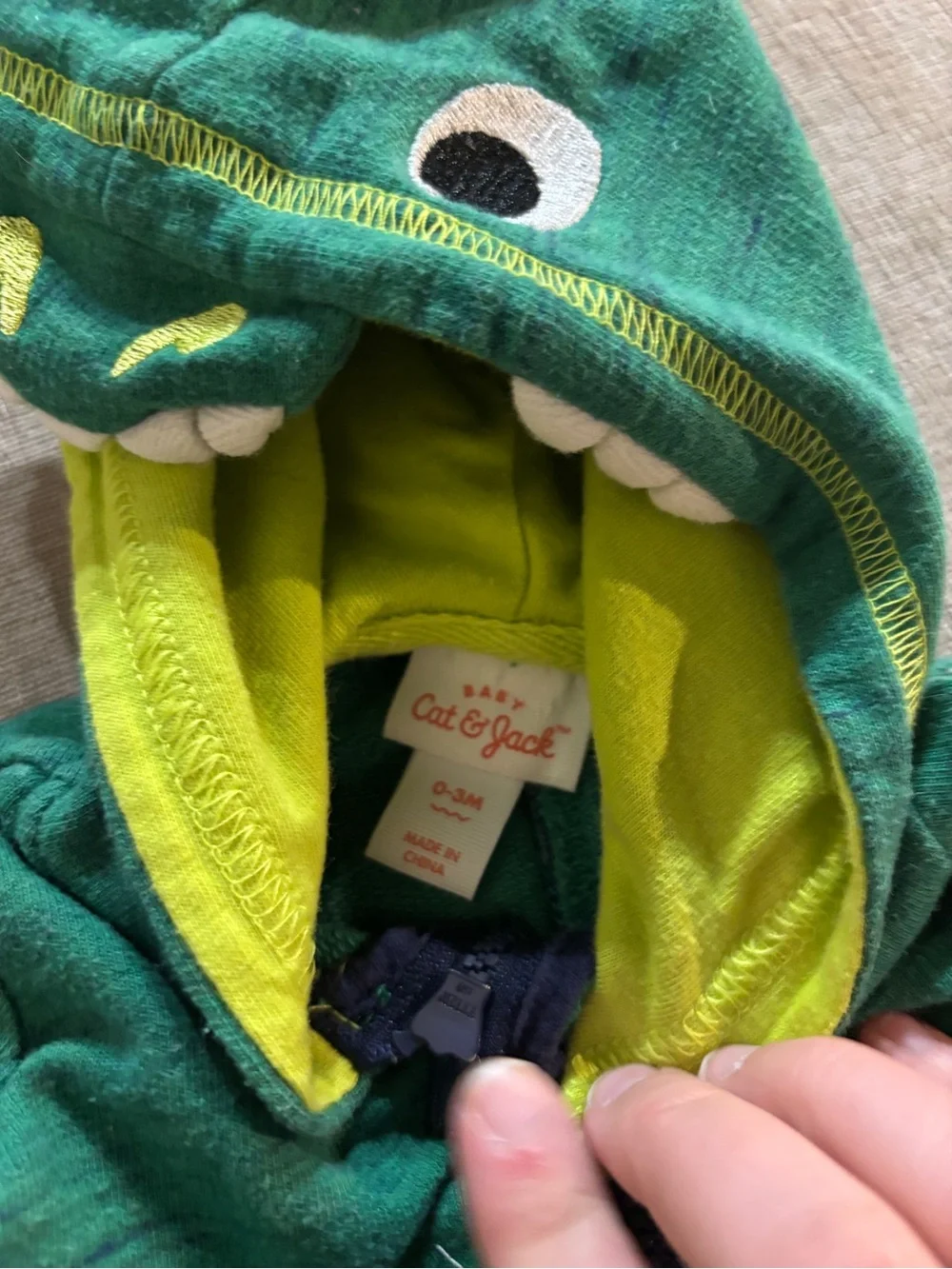Cat & Jack Dinosaur Zip-Up Hoodie 0–3M Green